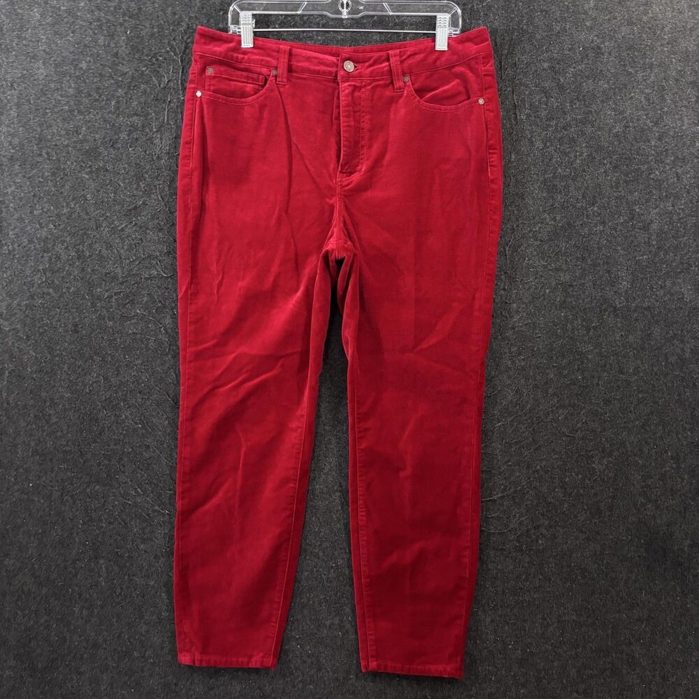 Soft Surroundings Pants Women's 14P Petite Red Velvet Tapered Stretch Casual